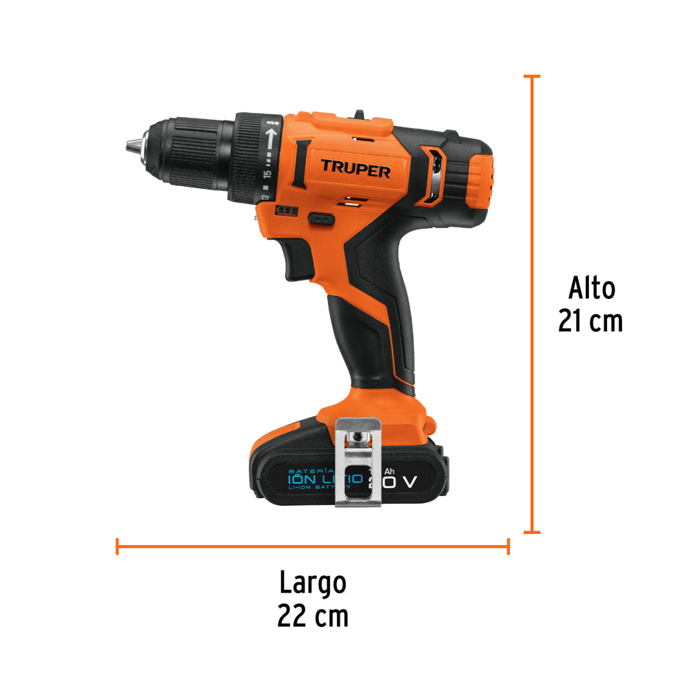 Taladro inalámbrico, batería ion Litio 20 V, 1/2", (220 V) - Código: 11011