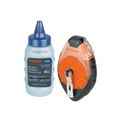 Tiralíneas profesional plástico con gis, 30m(100 ft), Truper - CÓDIGO: 18575