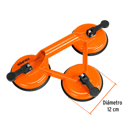 Ventosa de aluminio para vidrio, 3 copas de succión, Truper - CÓDIGO: 100762
